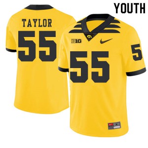 Youth Iowa Hawkeyes Kyle Taylor #55 Stitched 2019 Alternate Gold Jersey 974163-843