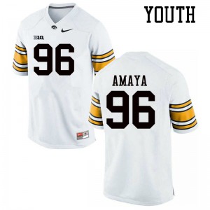 Youth Iowa Hawkeyes Lucas Amaya #96 Official White Jerseys 273296-880