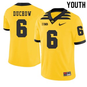 Youth Iowa Hawkeyes Max Duchow #6 Stitch 2019 Alternate Gold Jerseys 272827-213