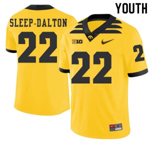 Youth Iowa Hawkeyes Michael Sleep-Dalton #22 2019 Alternate College Gold Jerseys 882484-549