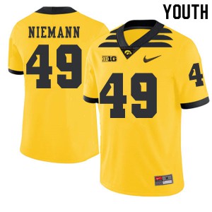 Youth Iowa Hawkeyes Nick Niemann #49 Gold 2019 Alternate Official Jersey 143931-588