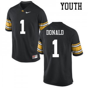 Youth Iowa Hawkeyes Nolan Donald #1 Black Official Jersey 148577-665