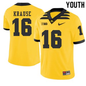 Youth Iowa Hawkeyes Paul Krause #16 University Gold 2019 Alternate Jersey 633216-931