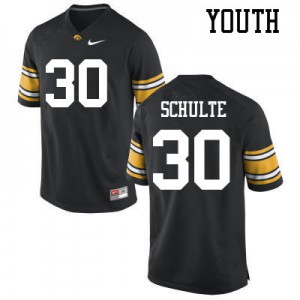 Youth Iowa Hawkeyes Quinn Schulte #30 Black Stitch Jersey 386160-983