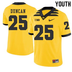 Youth Iowa Hawkeyes Randy Duncan #25 Stitched Gold 2019 Alternate Jersey 765415-513