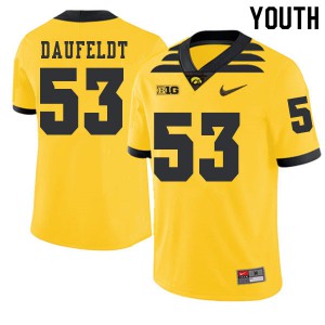 Youth Iowa Hawkeyes Spencer Daufeldt #53 Gold 2019 Alternate University Jersey 333850-785