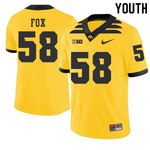 Youth Iowa Hawkeyes Taylor Fox #58 Stitch 2019 Alternate Gold Jerseys 920160-903