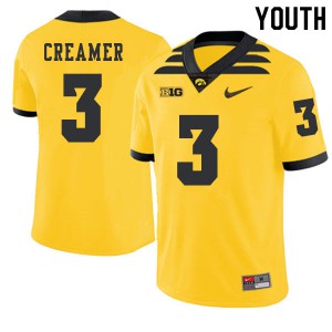Youth Iowa Hawkeyes Trey Creamer #3 2019 Alternate Official Gold Jerseys 277335-523