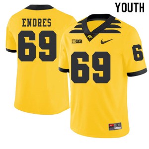 Youth Iowa Hawkeyes Tyler Endres #69 Football 2019 Alternate Gold Jerseys 293703-222