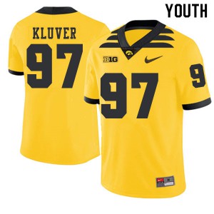 Youth Iowa Hawkeyes Tyler Kluver #97 2019 Alternate Stitch Gold Jerseys 455096-789