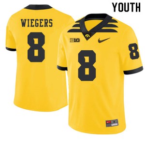 Youth Iowa Hawkeyes Tyler Wiegers #8 2019 Alternate Gold Player Jerseys 464590-901