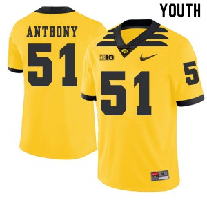 Youth Iowa Hawkeyes Will Anthony #51 2019 Alternate Player Gold Jersey 680824-113