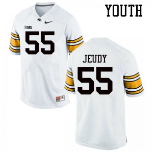 Youth Iowa Hawkeyes Yahweh Jeudy #55 White Official Jerseys 708521-623