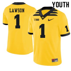 Youth Iowa Hawkeyes AJ Lawson #1 Gold NCAA Jerseys 804766-670