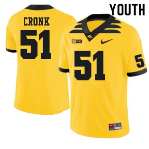 Youth Iowa Hawkeyes Coy Cronk #51 Gold Player Jerseys 711371-737