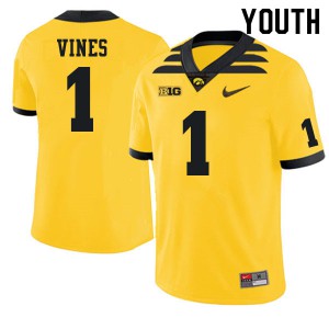 Youth Iowa Hawkeyes Diante Vines #1 Gold NCAA Jersey 141058-460