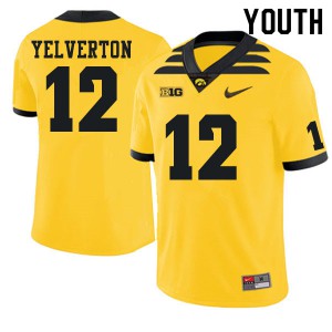 Youth Iowa Hawkeyes Elijah Yelverton #12 University Gold Jerseys 104749-544
