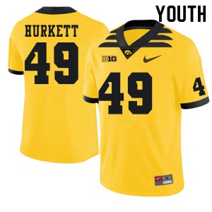 Youth Iowa Hawkeyes Ethan Hurkett #49 Official Gold Jerseys 246890-482