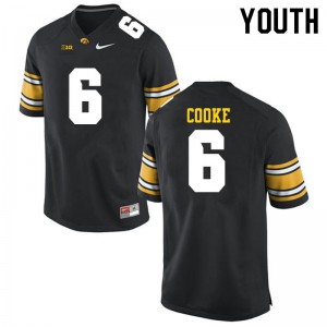 Youth Iowa Hawkeyes Gavin Cooke #6 Black Official Jersey 117893-129
