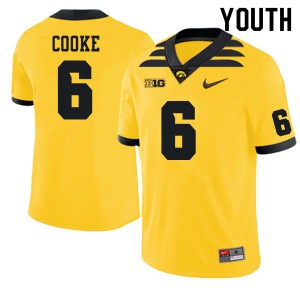 Youth Iowa Hawkeyes Gavin Cooke #6 Stitch Gold Jersey 578032-269