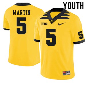 Youth Iowa Hawkeyes Oliver Martin #5 Gold Stitch Jersey 280752-988