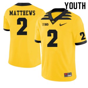 Youth Iowa Hawkeyes Quavon Matthews #2 Gold Player Jerseys 317921-354