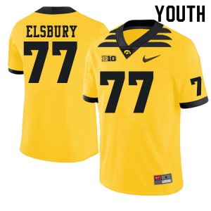 Youth Iowa Hawkeyes Tyler Elsbury #77 High School Gold Jersey 162063-142