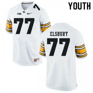 Youth Iowa Hawkeyes Tyler Elsbury #77 Football White Jersey 524952-583