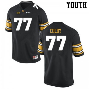 Youth Iowa Hawkeyes Connor Colby #77 Black NCAA Jersey 365236-760