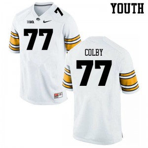 Youth Iowa Hawkeyes Connor Colby #77 White NCAA Jersey 247971-498