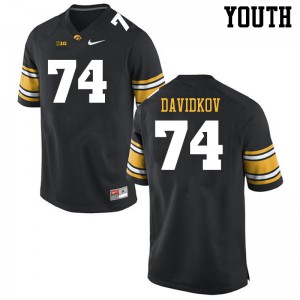Youth Iowa Hawkeyes David Davidkov #74 Black University Jerseys 451902-556