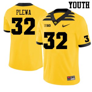 Youth Iowa Hawkeyes Johnny Plewa #32 College Gold Jersey 350845-483
