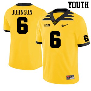 Youth Iowa Hawkeyes Keagan Johnson #6 Gold University Jerseys 936355-246