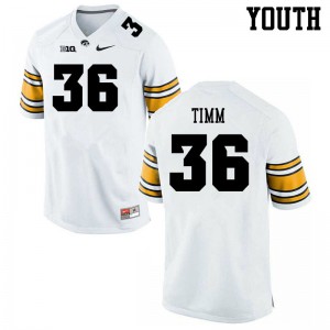 Youth Iowa Hawkeyes Mike Timm #36 Football White Jersey 884124-401
