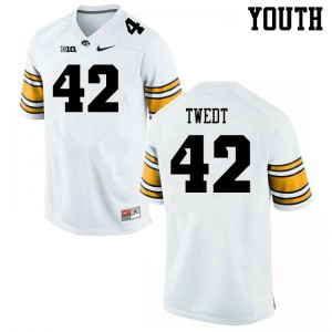 Youth Iowa Hawkeyes Zach Twedt #42 White Official Jersey 213689-344