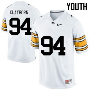Youth Iowa Hawkeyes Adrian Clayborn #94 University White Jersey 868277-726