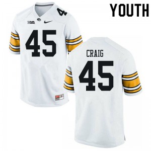Youth Iowa Hawkeyes Deontae Craig #45 White Official Jersey 771552-908