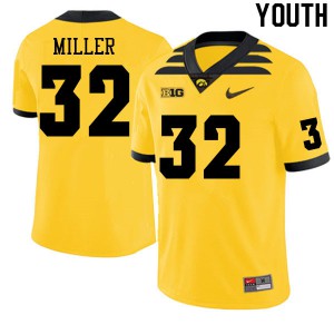 Youth Iowa Hawkeyes Eli Miller #32 Gold Embroidery Jersey 392386-657