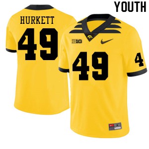 Youth Iowa Hawkeyes Ethan Hurkett #49 Embroidery Gold Jersey 472907-308