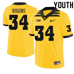 Youth Iowa Hawkeyes Jay Higgins #34 Official Gold Jerseys 122726-611