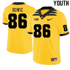 Youth Iowa Hawkeyes Jeff Bowie #86 Gold Embroidery Jersey 203066-802