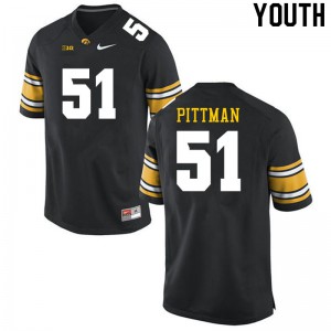 Youth Iowa Hawkeyes Jeremiah Pittman #51 Official Black Jerseys 867773-827