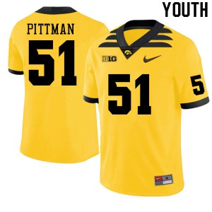 Youth Iowa Hawkeyes Jeremiah Pittman #51 Official Gold Jerseys 297606-758