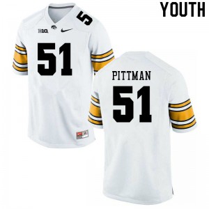 Youth Iowa Hawkeyes Jeremiah Pittman #51 Embroidery White Jersey 265791-893