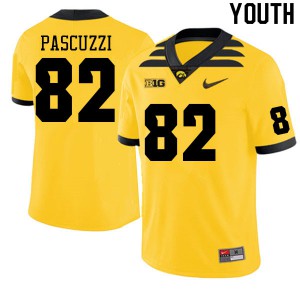 Youth Iowa Hawkeyes Johnny Pascuzzi #82 Gold Stitch Jerseys 396895-720