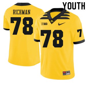 Youth Iowa Hawkeyes Mason Richman #78 University Gold Jerseys 170961-747