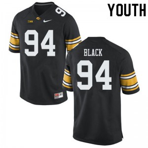Youth Iowa Hawkeyes Yahya Black #94 Black Embroidery Jersey 272801-591