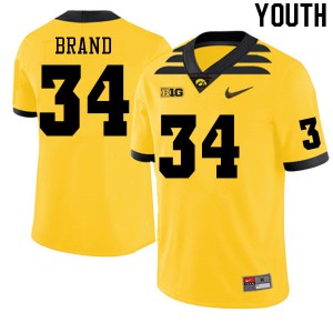 Youth Iowa Hawkeyes Zach Brand #34 Football Gold Jerseys 529933-201