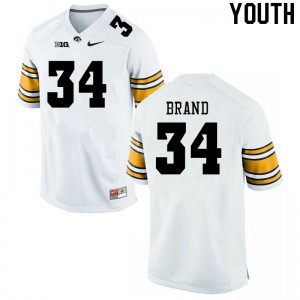 Youth Iowa Hawkeyes Zach Brand #34 White Stitched Jerseys 431115-298